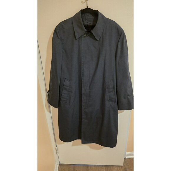 London Fog Trench Coat Mens 40S 40 Short Blue Zip Liner Quiet Luxury Preppy Boss - Picture 1 of 16